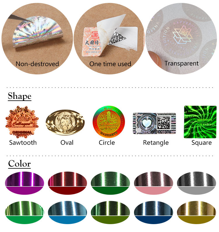 Hologram Sticker Shape and Color