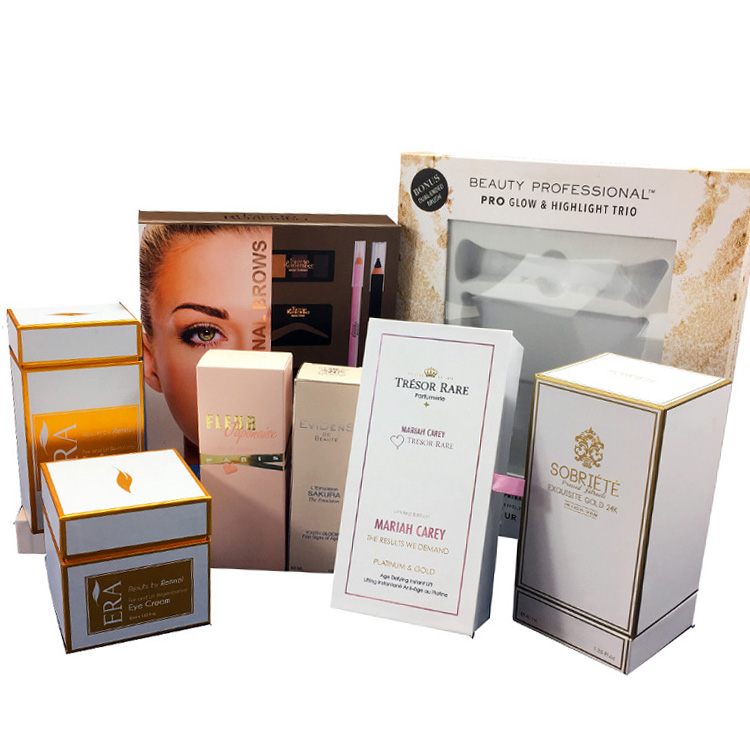 Custom Printed Cardboard Skin Care Packaging Luxury Paper With Logo For Cosmetic Boxes