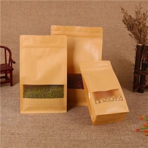 Eco friendly kraft paper pouch for food packaging with window 1