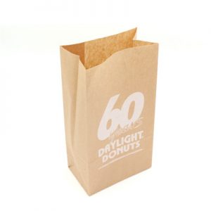 Food imprinted paper bag with stick label