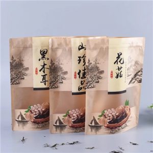Kraft paper bags with zipper and clear window