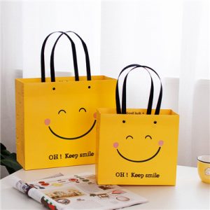 High quality printed pattern paper bag with long handle