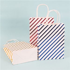 Stripe five pointed star pattern shopping tote kraft paper bag 5